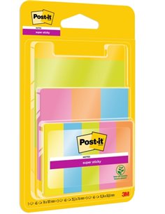 Post-It Super Sticky Pack de 9 blocs de 45 notes autocollantes repositionnables - 100 % PEFC - Couleurs assorties