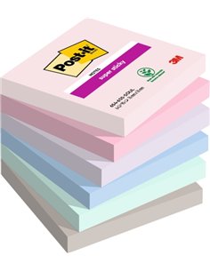 Post-It Super Sticky Pack de 6 blocs de 90 notes autocollantes repositionnables - Forme carrée - 76 x 76 mm - Couleurs assorties