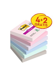 Post-It Super Sticky Pack de 6 blocs de 90 notes autocollantes repositionnables - Forme carrée - 76 x 76 mm - Couleur grise
