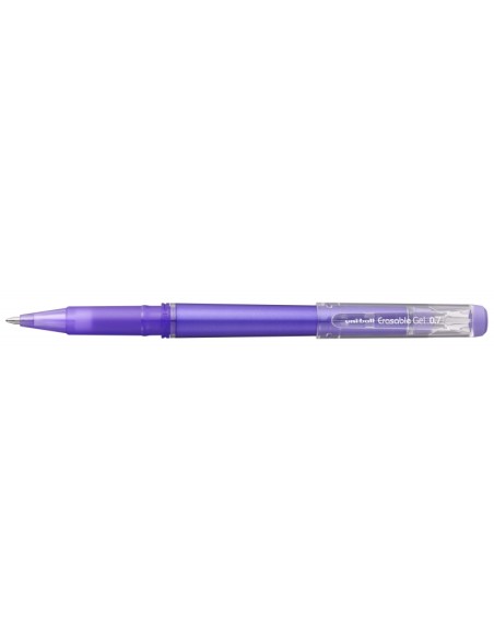 Stylo roller gel effaçable Uni-ball UF-222 - Pointe bille 0,7 mm - Encre thermosensible - Double gomme - Violet
