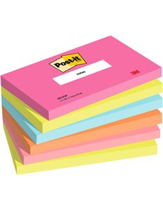 Post-It Pack de 6 Blocs de 100 Notes Repositionnables - Forme Rectangulaire - 127x76mm - Couleurs Assorties