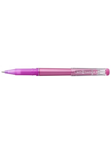 Stylo roller gel effaçable Uni-ball UF-222 - Pointe bille 0,7 mm - Encre thermosensible - Gomme double extrémité - Rose