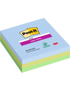 Post-It Super Sticky Pack de 3 blocs de 70 notes autocollantes repositionnables - Forme carrée - 101 x 101 mm - Couleurs assorti