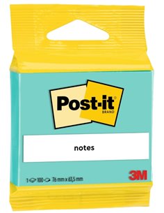 Bloc-notes Post-It de 100 notes autocollantes repositionnables - Forme rectangulaire - 63,5 x 76 mm - Vert