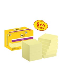 Post-It Super Sticky Pack de 12 blocs de 90 notes autocollantes repositionnables - 47,6 x 47,6 mm - Promotion 8 blocs + 4 offert