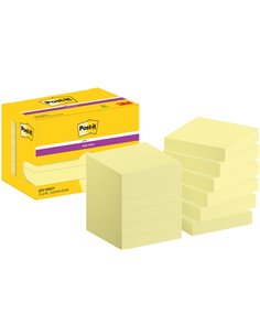 Post-It Super Sticky Pack de 12 Blocs de 90 Notes autocollantes repositionnables - 47,6 x 47,6 mm - Jaune clair