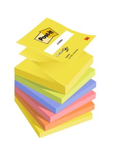 Pack de 6 blocs de 100 notes autocollantes repositionnables en Z - Forme carrée - 76 x 76 mm - Couleurs assorties