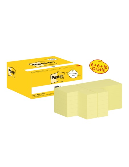 Post-It Pack de 24 Blocs de 100 Notes Repositionnables - Forme - 51x38mm - Jaune Clair