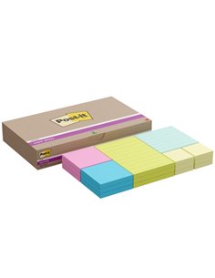 Post-It Super Sticky Pack de 18 blocs de 90 notes autocollantes repositionnables - Couleurs assorties