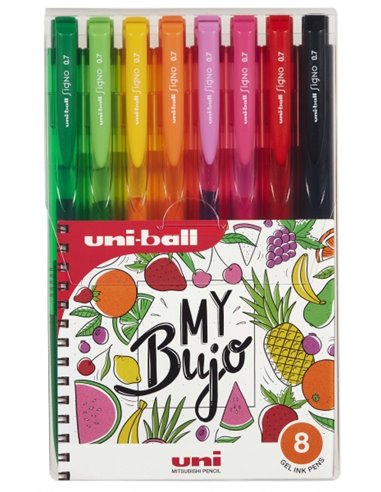 Stylos à bille rétractables Uni-ball Signo RT1 UMN-155N, lot de 8 – Pointe de 0,7 mm – Encre gel améliorée – Grip en caoutchouc 