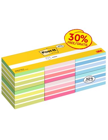 Pack de 6 cubes de 450 notes autocollantes repositionnables Post-It - Forme carrée - Couleurs assorties