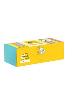 Post-It Pack de 24 Blocs de 100 Notes Repositionnables - 76x76mm - 100% PEFC - Couleurs Assorties