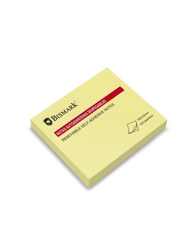 Bloc de 100 notes autocollantes Bismark 76 x 102 mm - Jaune