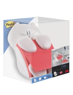 Distributeur de notes Post-It Super Sticky avec bloc de 90 notes Z - Distributeur chat - Forme carrée - 76 x 76 mm - Blanc