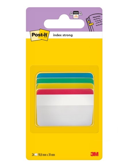 Distributeur d'index Post-It avec 24 marqueurs repositionnables - Forme rectangulaire - Couleurs assorties