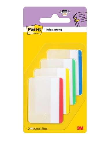 Distributeur d'index Post-It avec 24 marqueurs repositionnables - Forme rectangulaire - Couleurs assorties