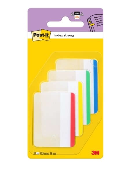 Distributeur d'index Post-It avec 24 marqueurs repositionnables - Forme rectangulaire - Couleurs assorties