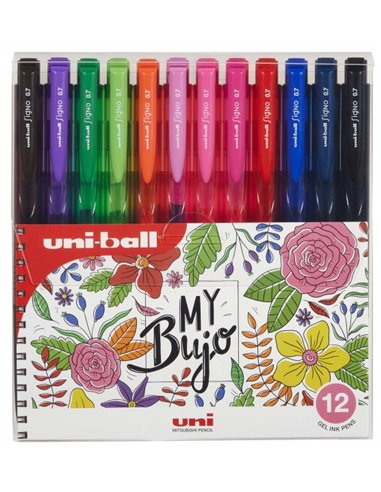Lot de 12 stylos à bille rétractables Uni-ball Signo RT1 UMN-155N - Pointe de 0,7 mm - Encre gel améliorée - Grip en caoutchouc 