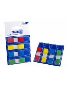 Lot de 4 distributeurs de 35 marqueurs adhésifs repositionnables Tartan - 11 x 43 mm - Couleurs assorties