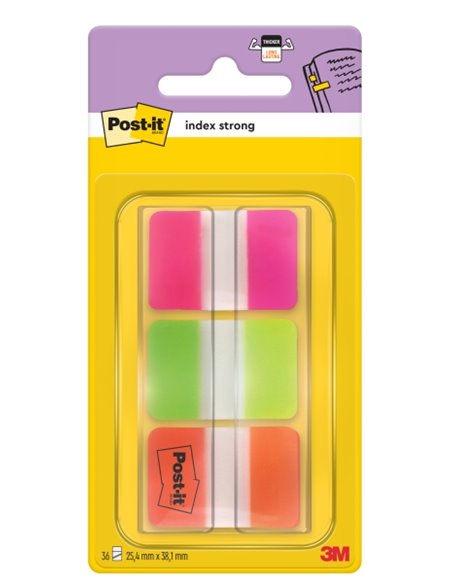 Distributeur d'index Post-It avec 36 marqueurs repositionnables - Forme rectangulaire - Couleurs assorties