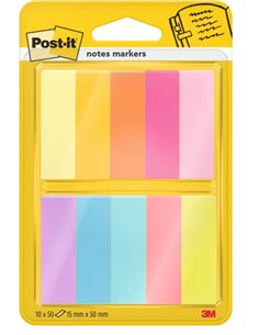 Lot de 10 blocs de 50 marqueurs repositionnables Post-It - Forme rectangulaire - Couleurs assorties