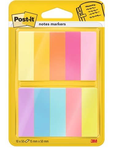 Lot de 10 blocs de 50 marqueurs repositionnables Post-It - Forme rectangulaire - Couleurs assorties