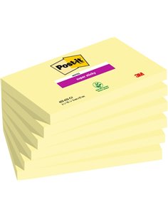 Post-It Super Sticky Pack de 6 blocs de 90 notes autocollantes repositionnables - Forme rectangulaire - Jaune clair