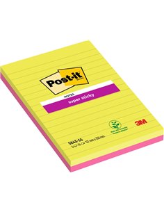 Post-It Super Sticky Lot de 2 blocs de 45 notes adhésives repositionnables - Forme rectangulaire - 203 x 127 mm - Couleurs assor
