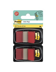 Lot de 2 distributeurs Post-It Index avec 50 marqueurs index repositionnables - Forme rectangulaire - Couleur rouge