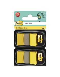 Lot de 2 distributeurs Post-It Index avec 50 marqueurs index repositionnables - Forme rectangulaire - Jaune clair