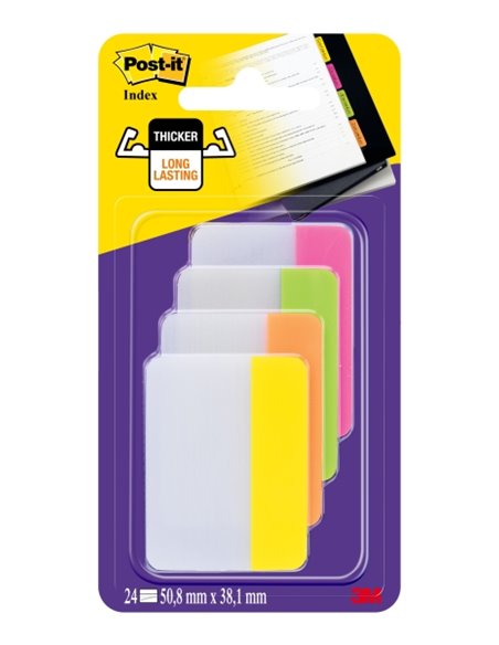 Distributeur d'index Post-It avec 66 marqueurs repositionnables - Forme rectangulaire - Couleurs assorties