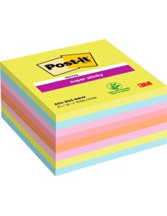 Post-It Super Sticky Pack de 8 blocs de 45 notes autocollantes repositionnables - 76 x 76 mm - 100 % PEFC - Couleurs assorties