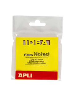 Bloc de 75 feuilles de notes autocollantes découpées Apli Idea 75 x 75 mm - 3 couleurs fluorescentes assorties - Idéal pour orga