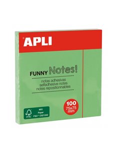 Bloc-notes adhésif Apli - 100 feuilles - Papier certifié FSC - Adhésif repositionnable - Vert émeraude