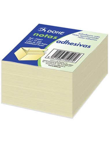 Bloc-notes Dohe de 400 feuilles repositionnables - Format 75 x 75 mm - Papier 75 g - Idéal pour le bureau et l'école - Couleur j