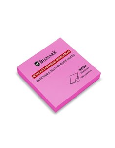 Bloc de 100 notes autocollantes Bismark 76 x 76 mm - Couleur magenta fluo