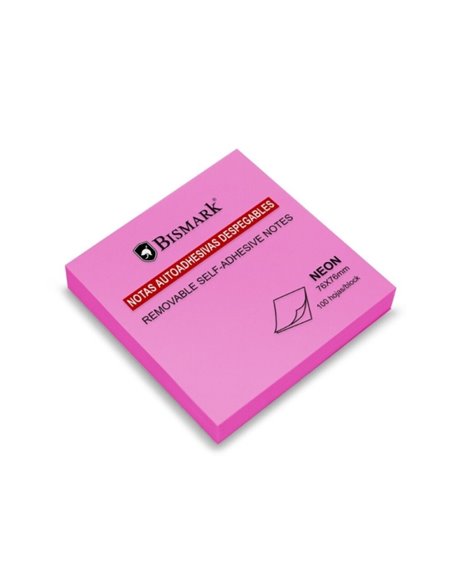 Bloc de 100 notes autocollantes Bismark 76 x 76 mm - Couleur magenta fluo