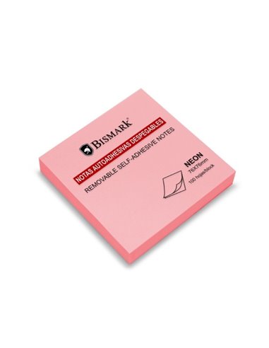 Bloc de 100 notes autocollantes Bismark 76 x 76 mm - Rose fluo