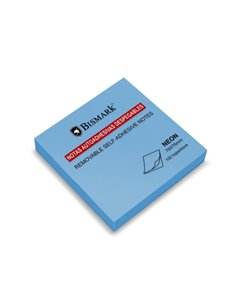 Bloc de 100 notes autocollantes Bismark 76 x 76 mm - Bleu fluo