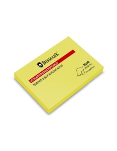 Bloc de 100 notes autocollantes Bismark 76 x 127 mm - Jaune fluo
