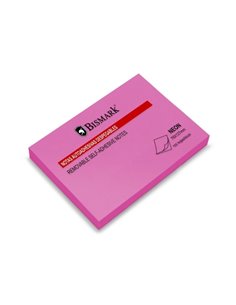 Bloc de 100 notes autocollantes Bismark 76 x 127 mm - Couleur magenta fluo