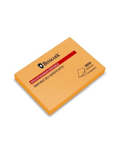 Bloc de 100 notes autocollantes Bismark 76 x 127 mm - Orange fluo