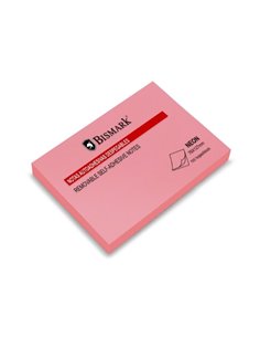 Bloc de 100 notes autocollantes Bismark 76 x 127 mm - Rose fluo