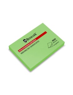 Bloc de 100 notes autocollantes Bismark 76 x 127 mm - Vert fluo
