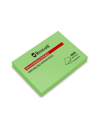 Bloc de 100 notes autocollantes Bismark 76 x 127 mm - Vert fluo