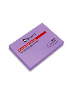 Bloc de 100 notes autocollantes Bismark 76 x 127 mm - Violet fluo