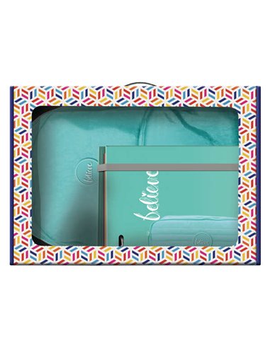 Sac à dos moyen Dohe Pastel Series + trousse double + classeur A4 4 anneaux avec recharge de 100 feuilles - Vert pastel