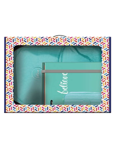 Sac à dos moyen Dohe Pastel Series + trousse double + classeur A4 4 anneaux avec recharge de 100 feuilles - Vert pastel