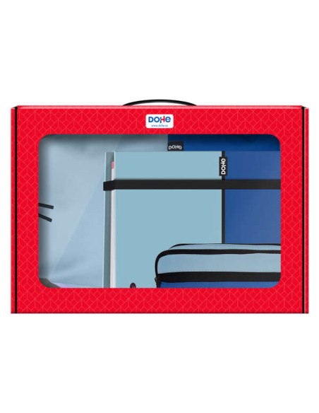 Pack Dohe Duo Sac à dos, classeur et trousse - Mallette cadeau 365 x 515 x 105 mm - Remplacement de classeur A4 - Grand sac à do