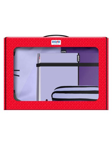 Pack Dohe Duo Sac à dos, classeur et trousse - Mallette cadeau 365 x 515 x 105 mm - Remplacement de classeur A4 - Grand sac à do